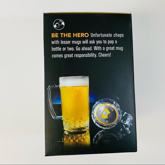 Brookstone Pop N Pour Glass Beer‎ Mug Built In Bottle Opener New in Box NIB NWT - Picture 5 of 8